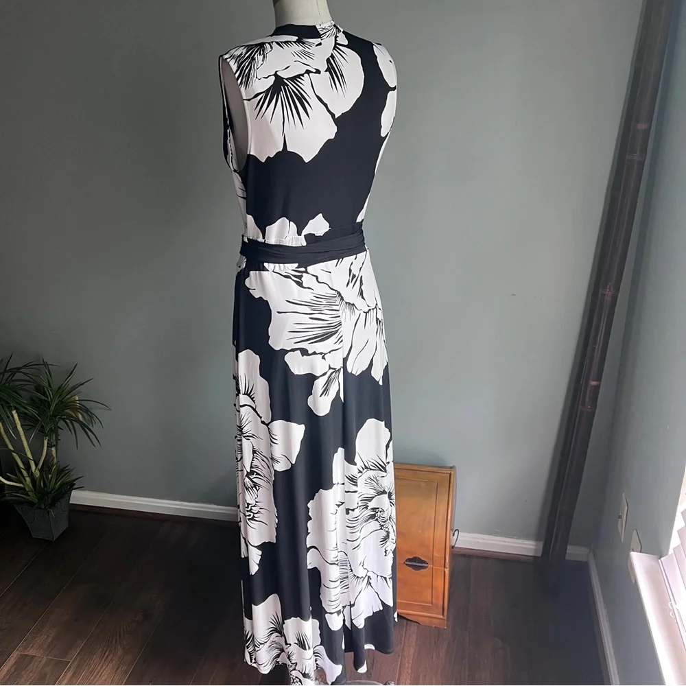 New York & Company stretch black and white floral print maxi dress size small - Picture 10 of 10